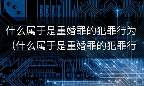 什么属于是重婚罪的犯罪行为（什么属于是重婚罪的犯罪行为类型）