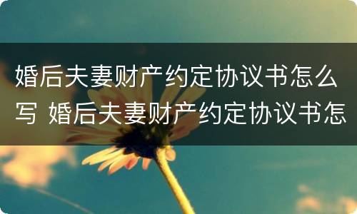 婚后夫妻财产约定协议书怎么写 婚后夫妻财产约定协议书怎么写范本