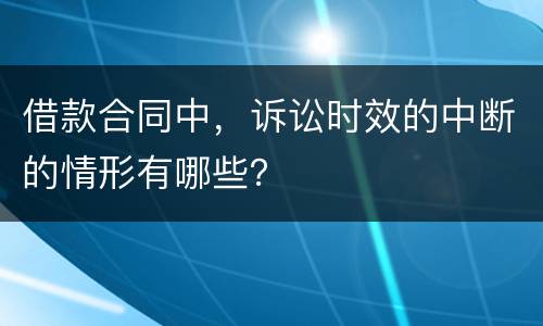 借款合同中，诉讼时效的中断的情形有哪些？