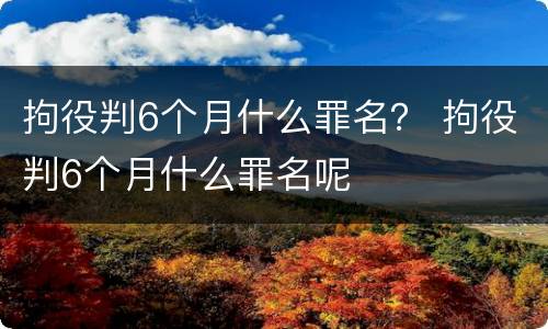 拘役判6个月什么罪名？ 拘役判6个月什么罪名呢