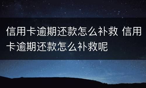 信用卡逾期还款怎么补救 信用卡逾期还款怎么补救呢