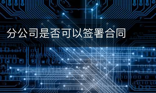 分公司是否可以签署合同