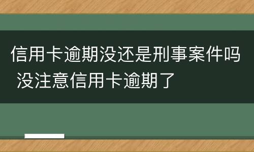 信用卡逾期没还是刑事案件吗 没注意信用卡逾期了