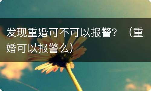发现重婚可不可以报警？（重婚可以报警么）