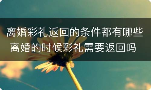 离婚彩礼返回的条件都有哪些 离婚的时候彩礼需要返回吗