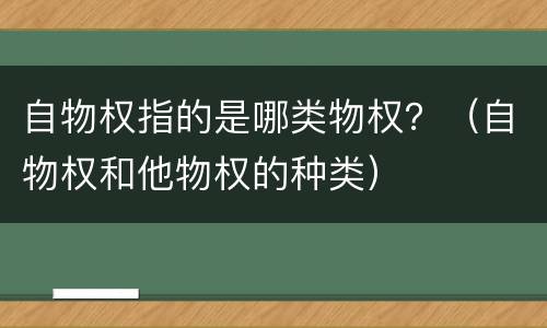 自物权指的是哪类物权？（自物权和他物权的种类）