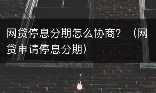 网贷停息分期怎么协商？（网贷申请停息分期）