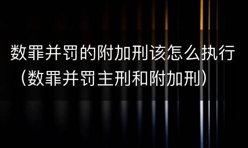 数罪并罚的附加刑该怎么执行（数罪并罚主刑和附加刑）