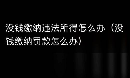 没钱缴纳违法所得怎么办（没钱缴纳罚款怎么办）