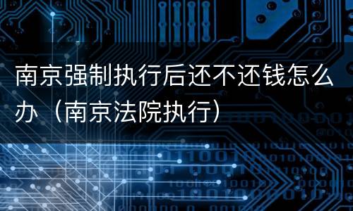南京强制执行后还不还钱怎么办（南京法院执行）