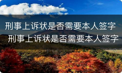 刑事上诉状是否需要本人签字 刑事上诉状是否需要本人签字呢