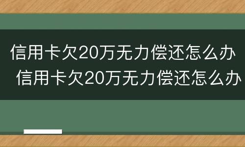 信用卡欠20万无力偿还怎么办 信用卡欠20万无力偿还怎么办会坐牢吗