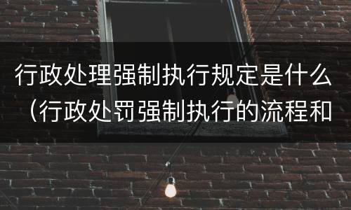 行政处理强制执行规定是什么（行政处罚强制执行的流程和执行时间）