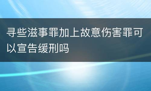 寻些滋事罪加上故意伤害罪可以宣告缓刑吗
