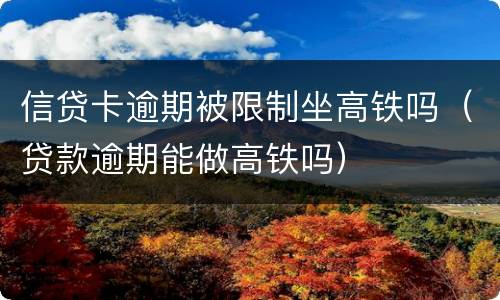 信贷卡逾期被限制坐高铁吗（贷款逾期能做高铁吗）