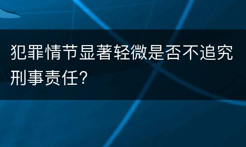 犯罪情节显著轻微是否不追究刑事责任?