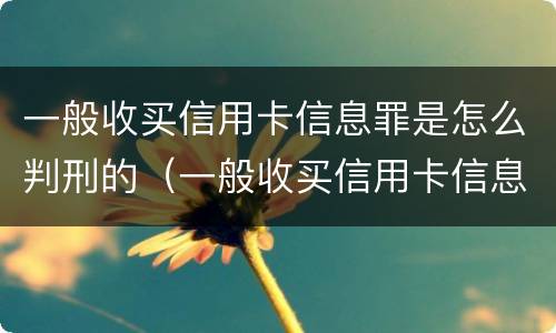 一般收买信用卡信息罪是怎么判刑的（一般收买信用卡信息罪是怎么判刑的呢）
