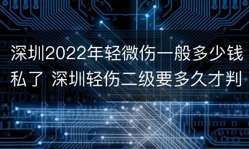 深圳2022年轻微伤一般多少钱私了 深圳轻伤二级要多久才判
