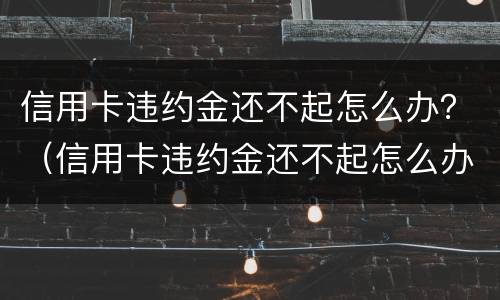 信用卡违约金还不起怎么办？（信用卡违约金还不起怎么办呢）
