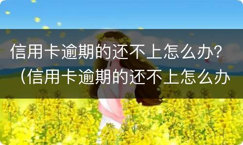 信用卡逾期的还不上怎么办？（信用卡逾期的还不上怎么办）