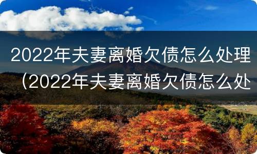 2022年夫妻离婚欠债怎么处理（2022年夫妻离婚欠债怎么处理呢）
