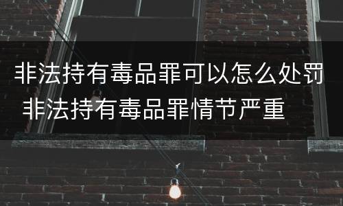 非法持有毒品罪可以怎么处罚 非法持有毒品罪情节严重
