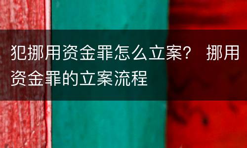 犯挪用资金罪怎么立案？ 挪用资金罪的立案流程