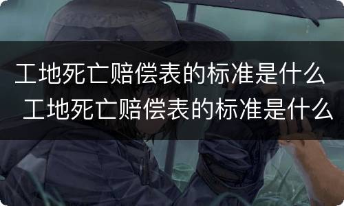 工地死亡赔偿表的标准是什么 工地死亡赔偿表的标准是什么样的