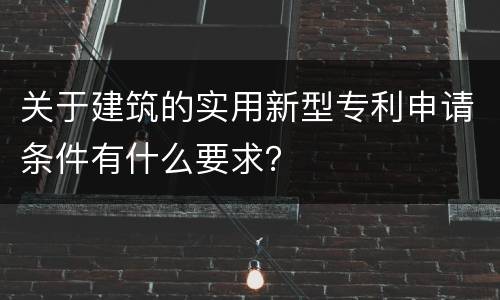 关于建筑的实用新型专利申请条件有什么要求？
