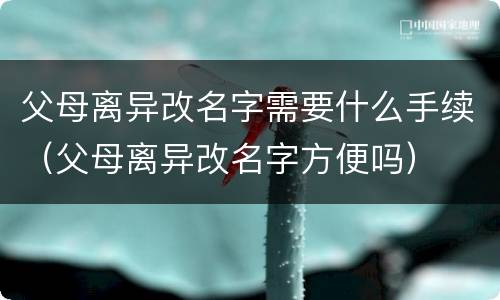父母离异改名字需要什么手续（父母离异改名字方便吗）