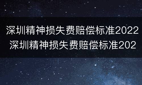 深圳精神损失费赔偿标准2022 深圳精神损失费赔偿标准2021