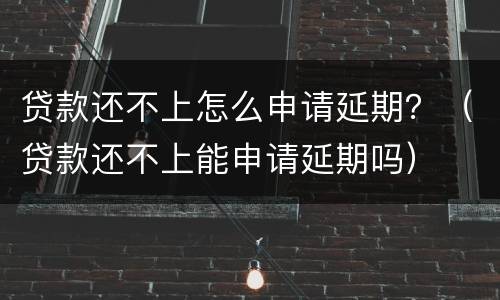 贷款还不上怎么申请延期？（贷款还不上能申请延期吗）