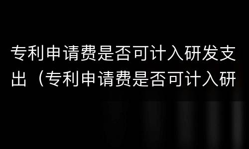 专利申请费是否可计入研发支出（专利申请费是否可计入研发支出里）