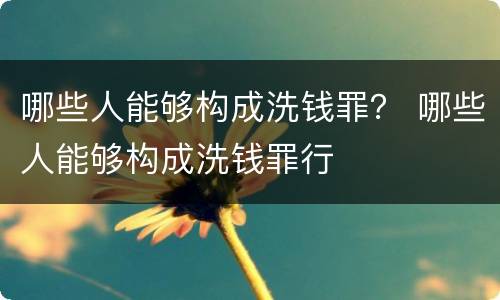 哪些人能够构成洗钱罪？ 哪些人能够构成洗钱罪行