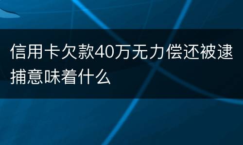 信用卡欠款40万无力偿还被逮捕意味着什么