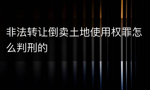 非法转让倒卖土地使用权罪怎么判刑的
