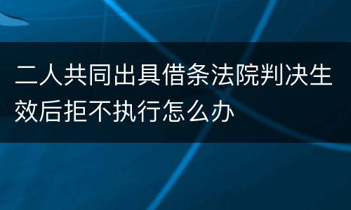 二人共同出具借条法院判决生效后拒不执行怎么办