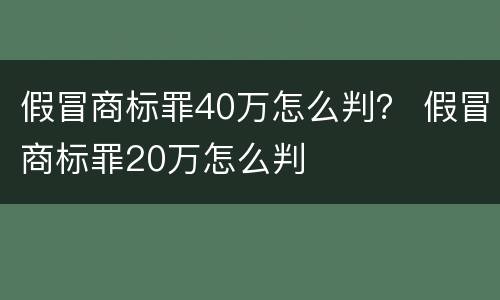 假冒商标罪40万怎么判？ 假冒商标罪20万怎么判