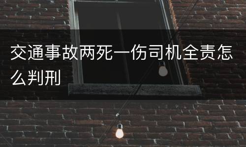 交通事故两死一伤司机全责怎么判刑
