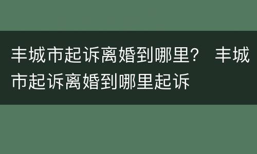 丰城市起诉离婚到哪里？ 丰城市起诉离婚到哪里起诉