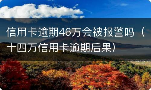 信用卡逾期46万会被报警吗（十四万信用卡逾期后果）