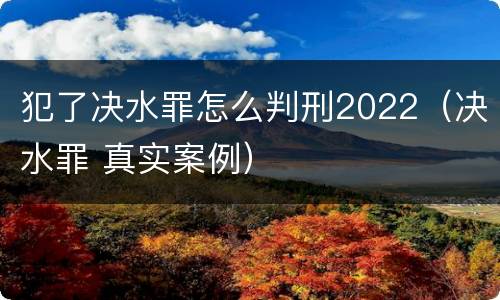 犯了决水罪怎么判刑2022（决水罪 真实案例）