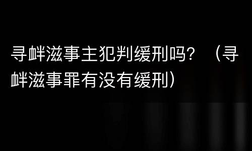 寻衅滋事主犯判缓刑吗？（寻衅滋事罪有没有缓刑）