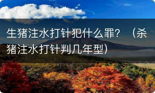 生猪注水打针犯什么罪？（杀猪注水打针判几年型）