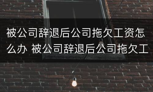 被公司辞退后公司拖欠工资怎么办 被公司辞退后公司拖欠工资怎么办理