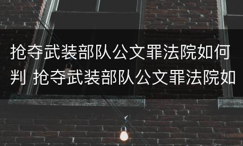 抢夺武装部队公文罪法院如何判 抢夺武装部队公文罪法院如何判刑