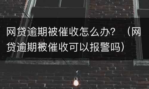 网贷逾期被催收怎么办？（网贷逾期被催收可以报警吗）