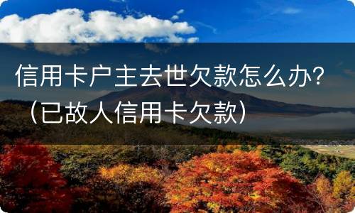 信用卡户主去世欠款怎么办？（已故人信用卡欠款）