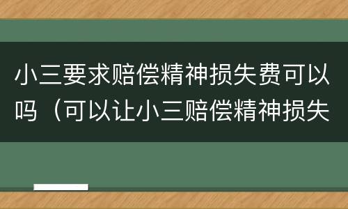 小三要求赔偿精神损失费可以吗（可以让小三赔偿精神损失费吗）