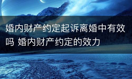婚内财产约定起诉离婚中有效吗 婚内财产约定的效力